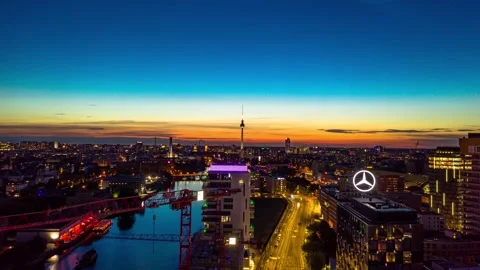 Hyperlapse Aerial view of Berlin skyline with famous TV tower at Alexanderplatz Stock-Footage 144644578