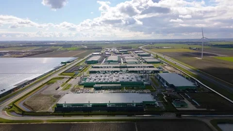 Hyperlapse Aerial view of datacenter exterior. Large scale computing Stock Footage 304563616