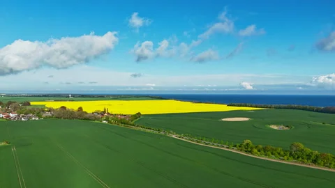Hyperlapse - Aerial view of scenery over Germany's largest island Rügen Stock Footage 341756325