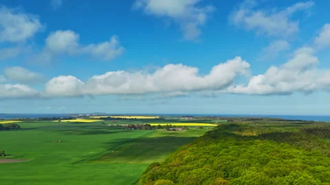 Hyperlapse - Aerial view of scenery over Germany's largest island Rügen Stock Footage 341756329