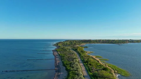 Hyperlapse - Aerial view of scenery over Germany's largest island Rügen Stock Footage 341756893