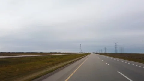 Hyperlapse in Alberta, Canada Highway going West towards Calgary Stock Footage 125337890