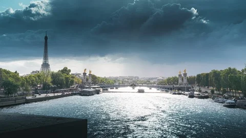 Hyperlapse, Alexander III bridge and Eiffel tower, Paris, France Stock-Footage 117637700
