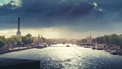 Hyperlapse, Alexander III bridge and Eiffel tower, Paris, France Видео 118238115