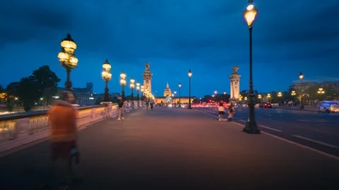 Hyperlapse, Alexander III Bridge Paris, France Stock Footage 116061889
