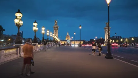 Hyperlapse, Alexander III Bridge Paris, France Stock Footage 116896491