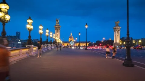 Hyperlapse, Alexander III Bridge Paris, France Stock Footage 117937167