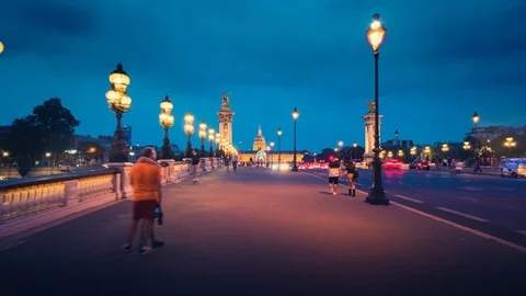 Hyperlapse, Alexander III Bridge Paris, France Stock Footage 118927247