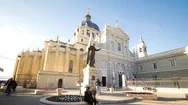 Hyperlapse Of The Almudena Cathedral, In Madrid. Stock Footage