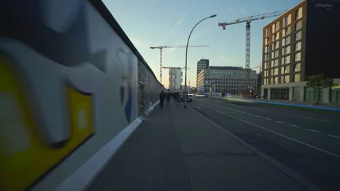 Hyperlapse Along Berlin Wall in Germany Stock Footage 133345413