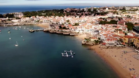 Hyperlapse along Conceicao and Duquesa beaches in Cascais, Portugal  Stock Footage 202070527