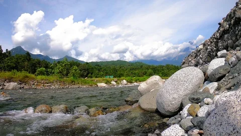 Hyperlapse of Amazing beautiful and clean river flows over rocks Stock Footage 112077245