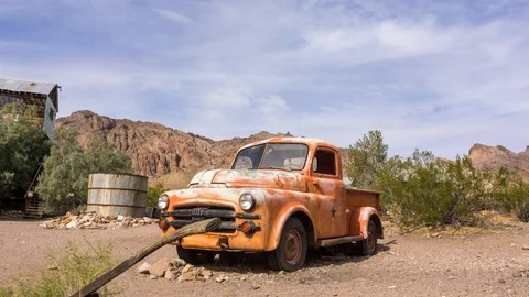 Hyperlapse of an Antique Car in Nelson's Landing in 4k Stock Footage 87258307
