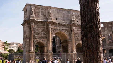 Hyperlapse on the Arch of Constantine, Rome Italy Stock Footage 90540481