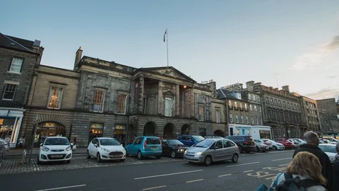 Hyperlapse of the Assembly Rooms building in Edinburgh Stock Footage 127121634