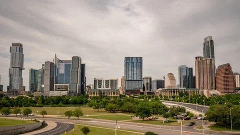 Hyperlapse of Austin, Texas skyline near 1st Street and Riverside Drive Stock Footage 106913299