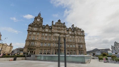 Hyperlapse of the Balmoral Hotel in Edinburgh Stock Footage 127122491