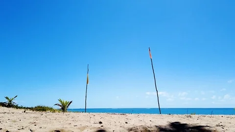 Hyperlapse Of Beach Bluse Sky Sand People in 4K Stock Footage 127128710