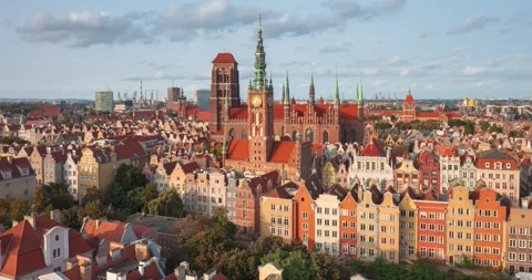 Hyperlapse of the beautiful Main Town of Gdansk with amazing architecture, Polan Stock Footage 252495393