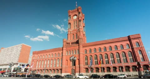 Hyperlapse of Berlin city hall at Alexanderplatz Stock Footage 135900356