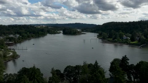 Hyperlapse of boats running on the Willamette River in Portland Oregon Stock Footage 201319193