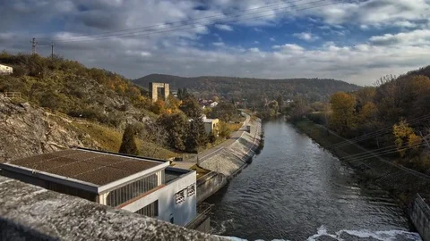 Hyperlapse from bridge, Brno, Czech republic Stock Footage 72730110