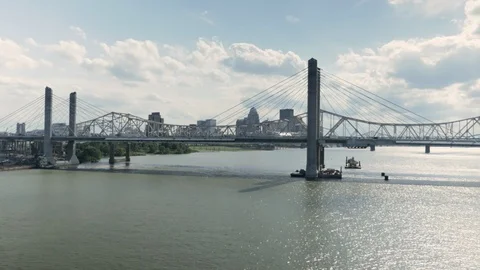 Hyperlapse of Bridges over Ohio River in Louisville Kentucky Stock Footage 95923344