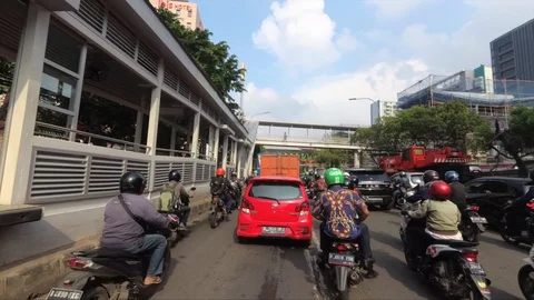 HYPERLAPSE Busy Traffic of Jakarta, Traffic Jam, Hectic Day Stock-Footage 129603913