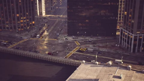 Hyperlapse of busy traffic jams in a large city during evening rush hour Stock Footage 304466979