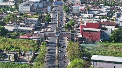 Hyperlapse of the busy traffic at Kilometer 6, Banjarmasin Stock Footage 345961368