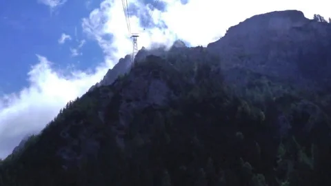 Hyperlapse of a cable car zipping towards the peak of Zugspitze, Germany Stock Footage 69088822