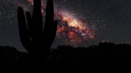 Hyperlapse Of Cactuses And Milky Way Stars At Night Stock Footage
