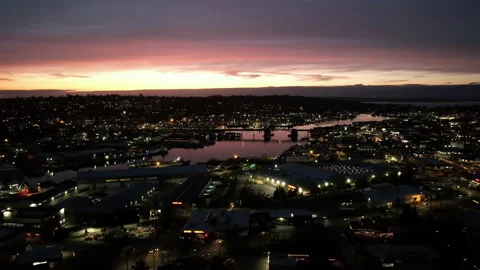 Hyperlapse capturing Ballard bridge at Sunset Stock Footage 232972146