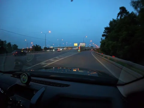 Hyperlapse of car traffic on the evening expressway. Russia. Moscow. 26.06.25 Stock Footage 312305113