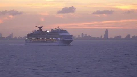 Hyperlapse of carnival cruise ship at sunset  Stock Footage 87396091