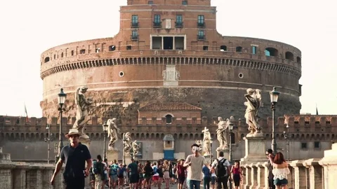 Hyperlapse of Castle Saint Angelo (Colour Graded) Stock Footage 82078416