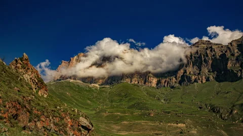 Hyperlapse in the Caucasus mountains at sunset. Bezengi Balkar Republic. Stock Footage 134977480