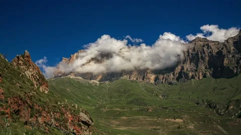 Hyperlapse in the Caucasus mountains at sunset. Bezengi Balkar Republic. Stock Footage 135086574
