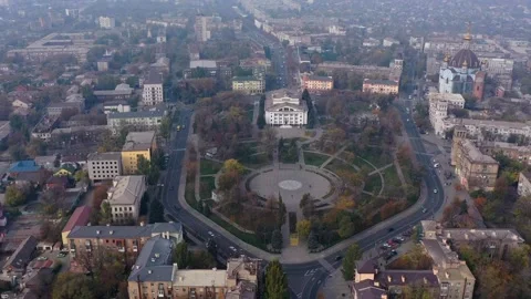 Hyperlapse City park aerial view. Mariupol Ukraine Stock Footage 118694567