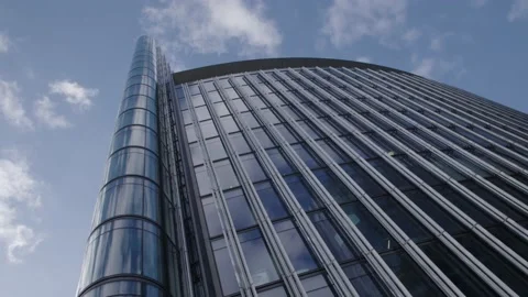 Hyperlapse of City Skyscraper and Passing Clouds Stock Footage 159217851
