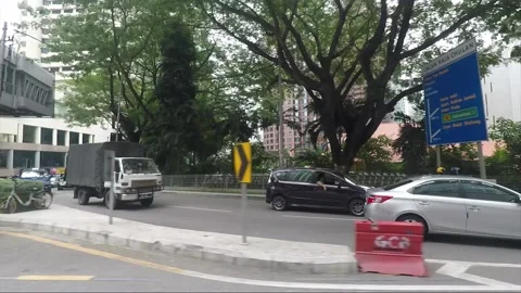 Hyperlapse, City view, side vehicle shot, streets of Kuala Lumpur, Malaysia Stock Footage 221563818