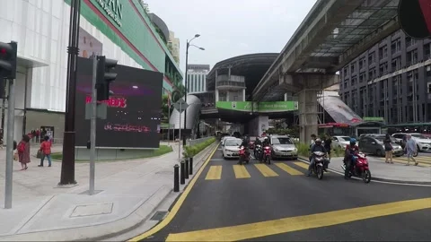 Hyperlapse, City view, side vehicle shot, streets of Kuala Lumpur, Malaysia Stock Footage 221895679