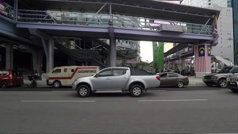 Hyperlapse, City view, side vehicle shot, streets of Kuala Lumpur, Malaysia Stock Footage 223187180