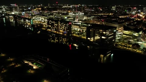 Hyperlapse of cityscape under night sky, Copenhagen, Denmark Stock Footage 199400180