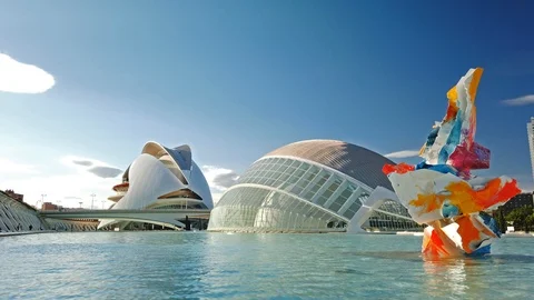 Hyperlapse Ciutat de les Arts i les Ciencies The City of Arts and Science Video stock 112093816