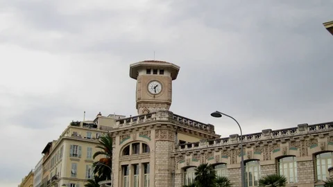 Hyperlapse of the Clock Tower of Lycee Massena in Nice Stock Footage 108619986