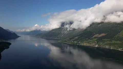 Hyperlapse of clouds building in fjord Stock Footage 252257427