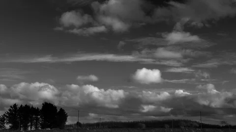 Hyperlapse of clouds in countryside. Cumulus moving from right to left. Stock Footage 86809445