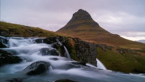 Hyperlapse of Clouds Moving Over Kirkjufell 16B Stock Footage 126199138