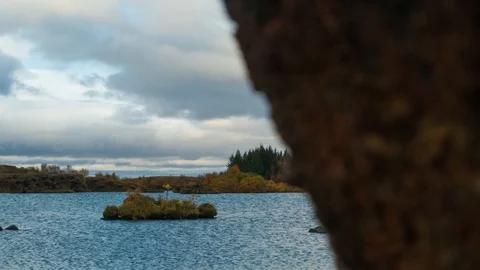 Hyperlapse of Clouds Over Lake Myvatn Stock Footage 126199160
